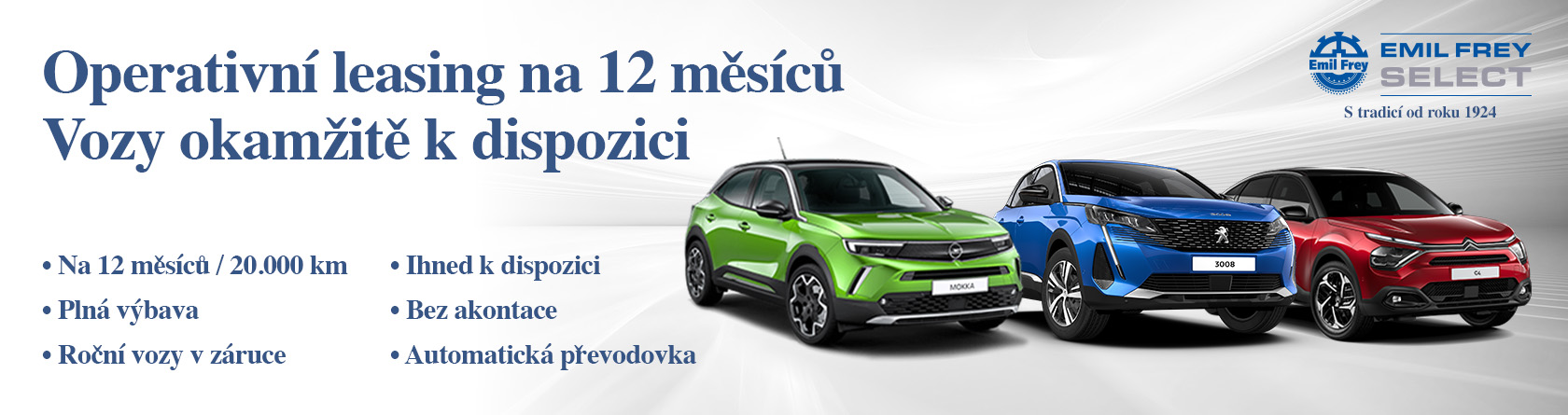 Operativní leasing na 12 měsíců. Vozy okamžitě k dispozici.